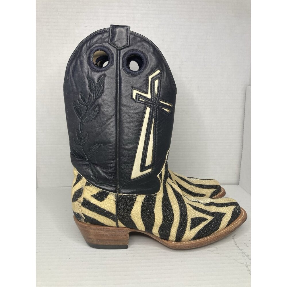 Corral Stingray Square Toe Boots Exotic Zebra Print Cowboy Boot Women - Sz 6.5 M